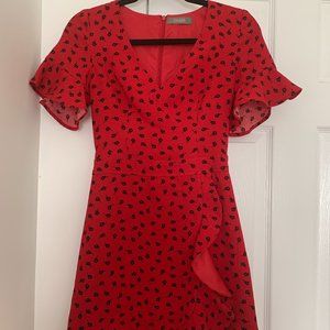 Red Black Floral Print Dress